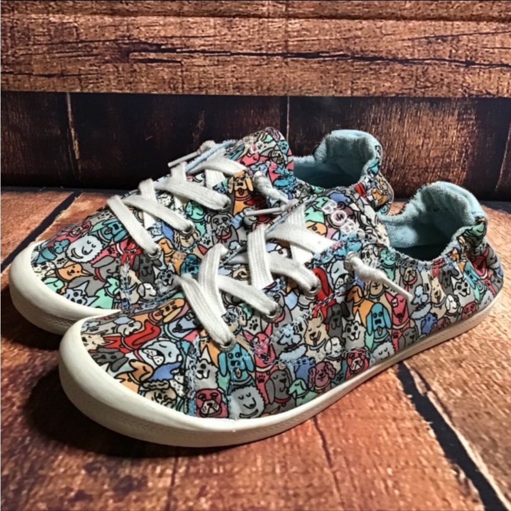 Skechers Bobs Shoes Dogs Beach Bingo Woof Pack Womens 6.5 Scrunch Back 32604